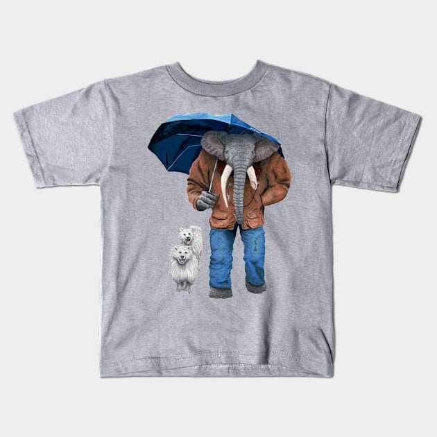 Dog Walking Fantasy Image Kids T-Shirt by Helms Art Creations